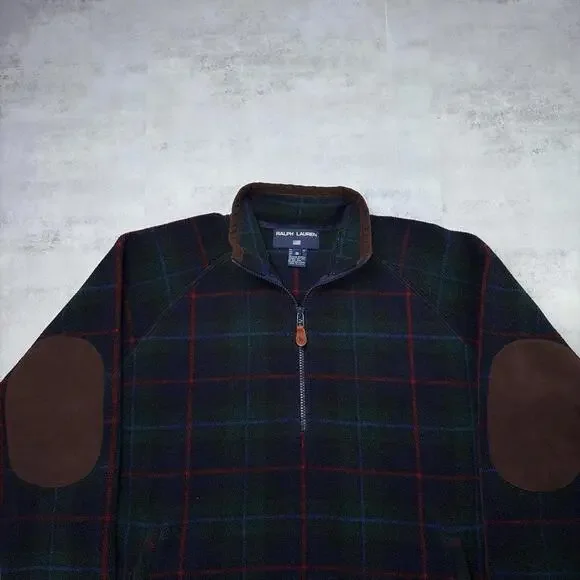 Vintage Plaid Polo Sport Ralph Lauren Quarter Zip Sweater